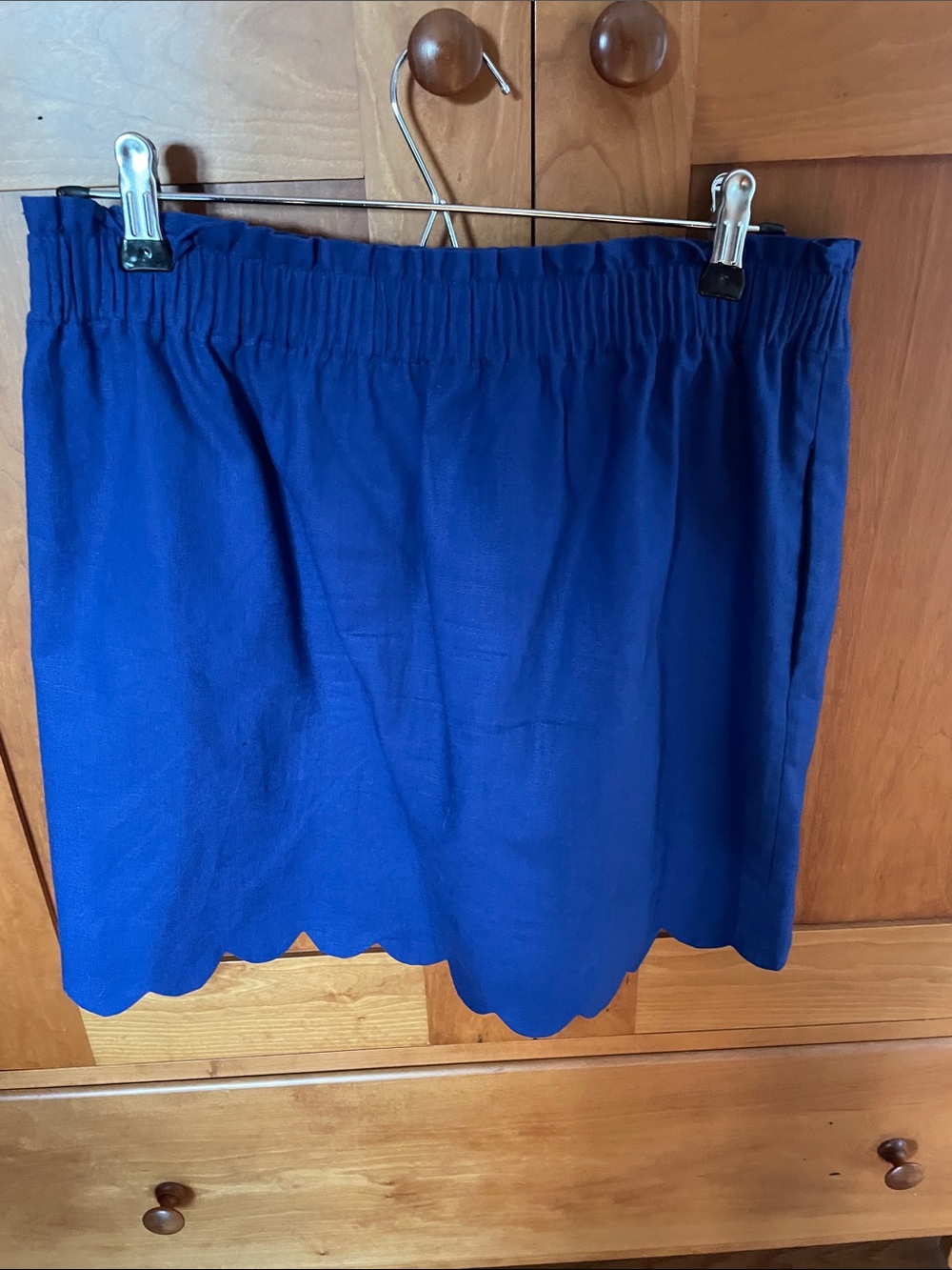 J crew Women's Royal Blue Scallop Hem Mini Skirt - Elastic Waist